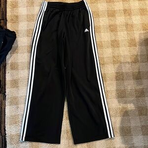 Adidas Womens Black Sweatpants with White Stripes